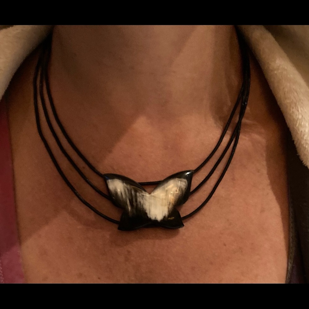 handmade bone butterfly necklace from Bulgaria